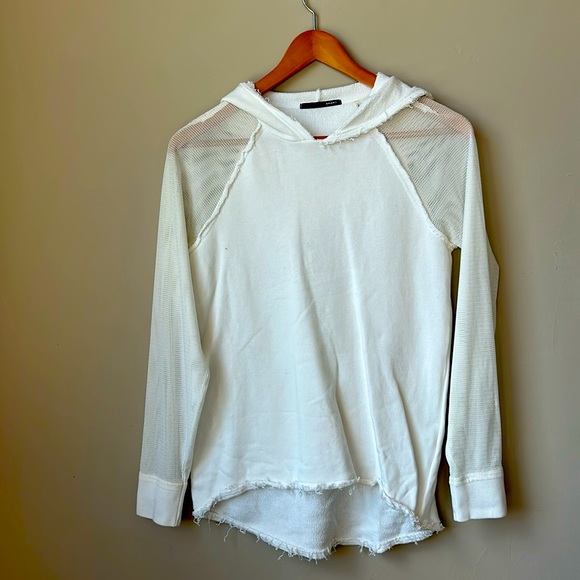 Elie Tahari Tops - ELIE TAHARI SPORT white mesh sleeves hoodie size XS